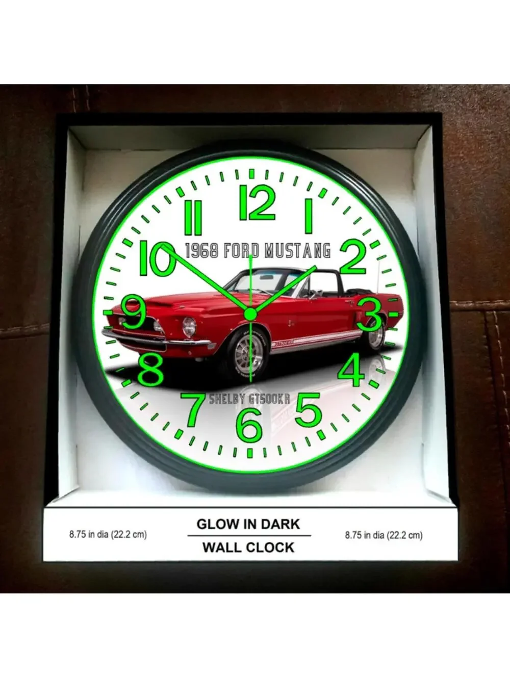 1968 Ford Mustang Shelby GT Glow In The Dark Wall Clock New!